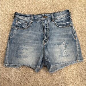 Anthropologie Blue Distressed Jean Shorts